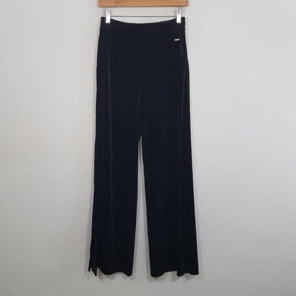 A/X Armani Exchange Velour Slit Legs Wide Legs Stretch Pants Black Size S - Picture 1 of 10